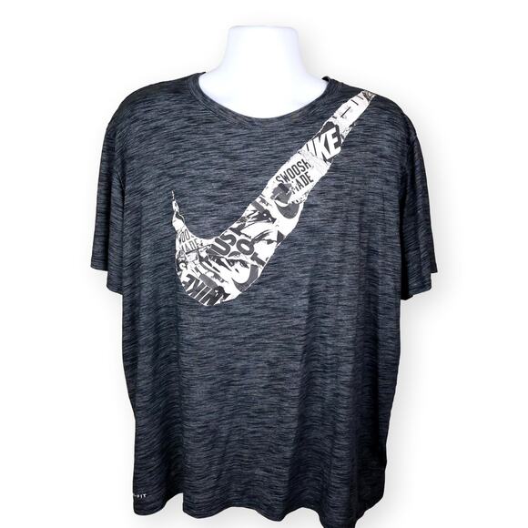 Nike Large Swoosh Graphic Dri-Fit Gray Size XXL - Picture 1 of 6